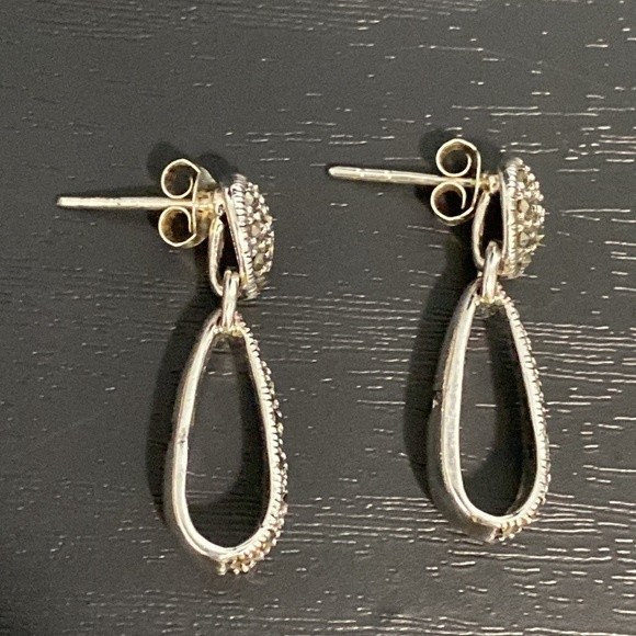 925 Sterling Silver Marcasite Dangle Earrings - Picture 6 of 8